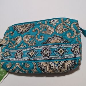 Vera Bradley Blue and Cream Cosmetic Bag with Intricate Patterns
